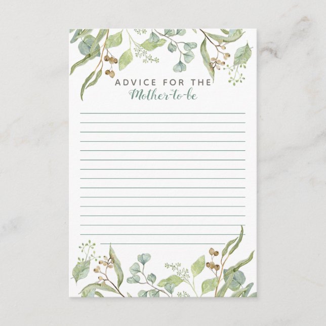 BOHO Eucalyptus Löv Foliage Watercolor Greenery Rådkort (Framsida)