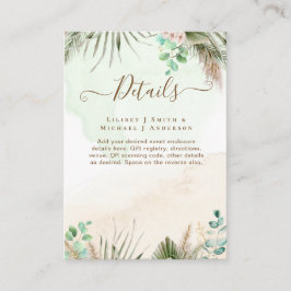 BOHO Eucalyptus Pampas Grass Greenery Bröllop Tilläggskort