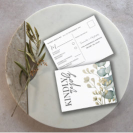 Boho Eucalyptus Sage Grönt & White OSA Inbjudan Vykort