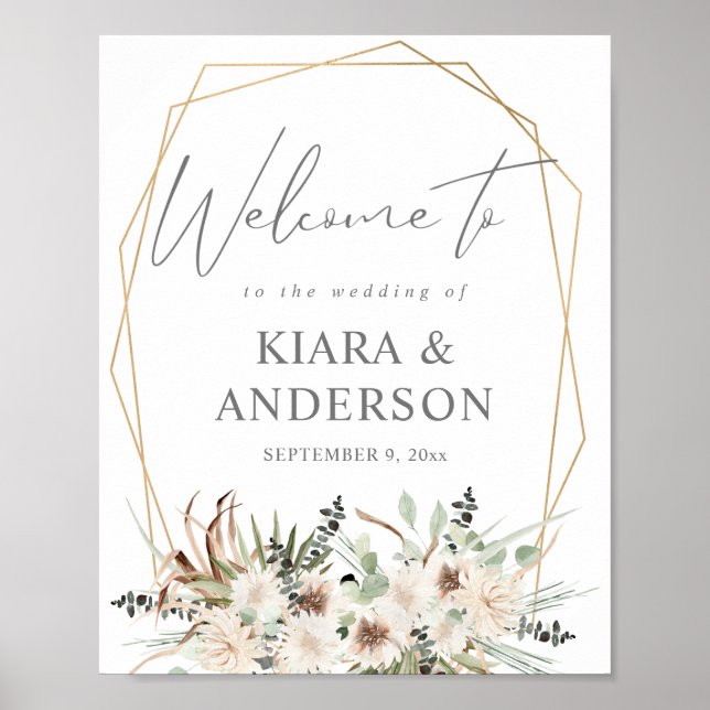 Boho Eucalyput, välkomstskylt för Blommigten Handf Poster (Framsidan)