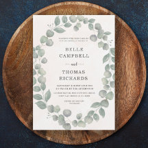 Boho Eucalyputus Sage & Orange bröllopsinbjudan