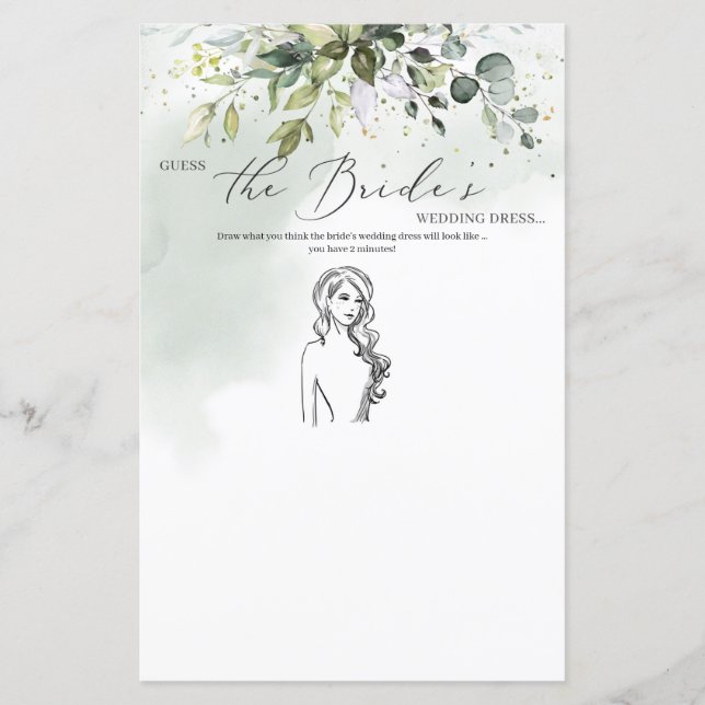 Boho eukalyptusblad Gissa brudens klänning (Framsida)