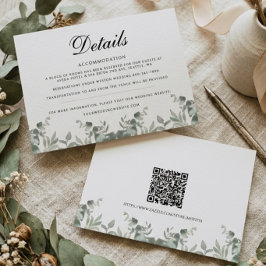 Boho Eukalyptusblad med QR-kod Bröllopsdetaljer Anteckningskort