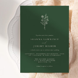 Boho Evergreen Elegant Minimal Bröllop | Inbjudningar