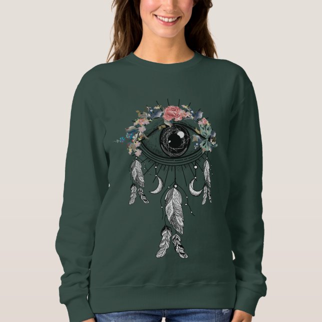 Boho Evil Öga Dreamcatcher Sweater T Shirt (Framsida)