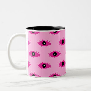 BOHO Evil Ögon Fuchsia Rosa Roligt Två-Tonad Mugg