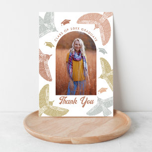 Boho Fåglar   Foto Tacksamhet Kort för Examen