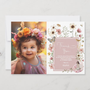 Boho Fairy WildblomGirl Birthday Photo Tack Kort