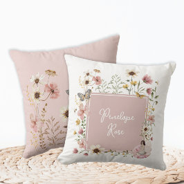 Boho Fairy WildblomGirl Nursery Monogram Kudde