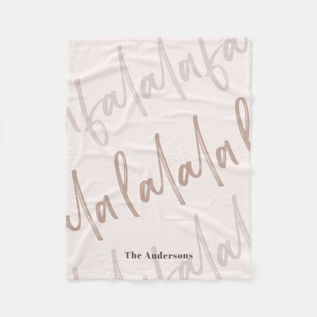 Boho Falala Script Rosa & Brown Fleecefilt (Framsidan)