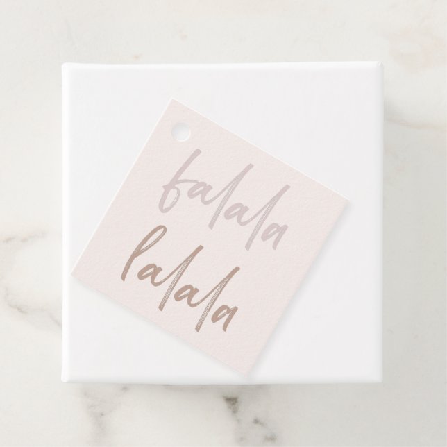 Boho Falala Script Rosa & Brown Helgdag Gåvor Etiketter (På plats)