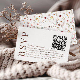Boho Fall Autumn Blommigt Bröllop OSA QR-kodkort Tilläggskort