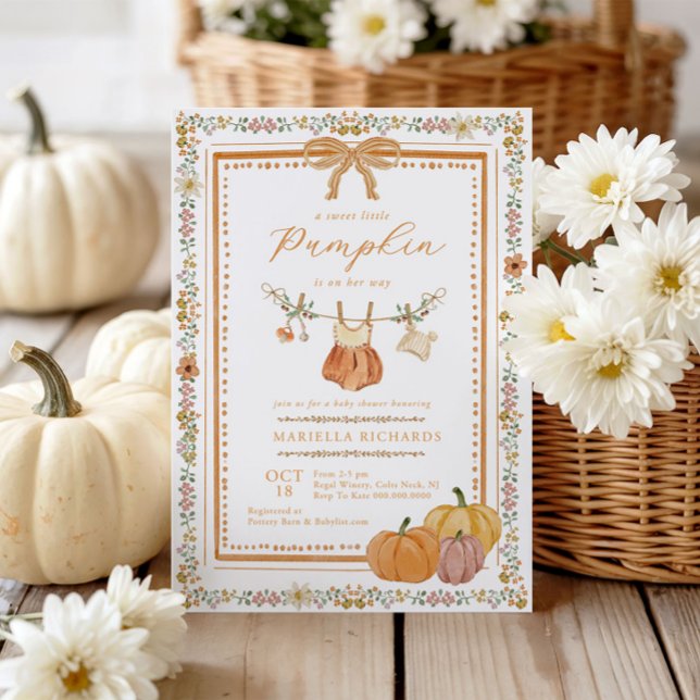 Boho Fall Baby Shower for Little Pumpkin Girl Inbjudningar (Skapare uppladdad)