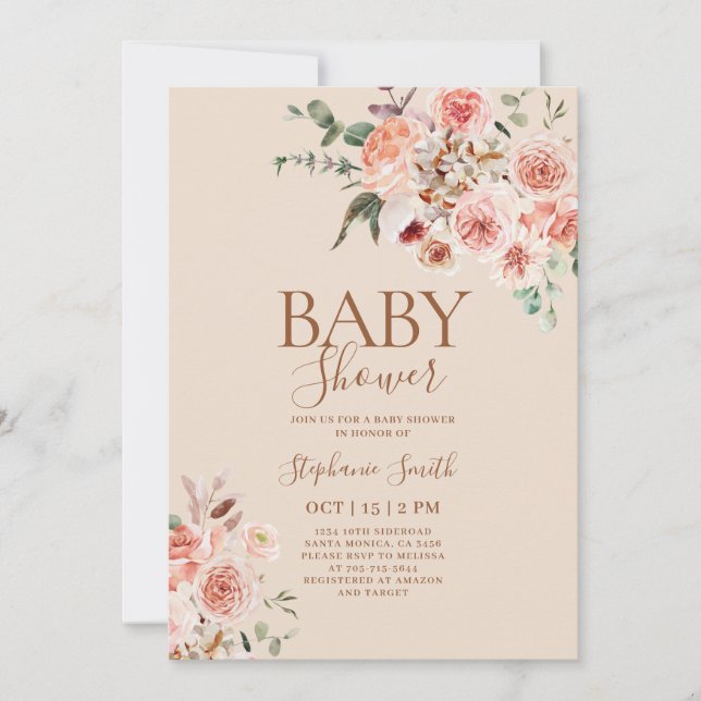 Boho fall Baby Shower Girl-inbjudan Inbjudningar (Framsida)