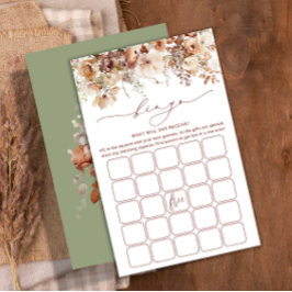 Boho Fall Blommigt Baby Bingo-spelkort