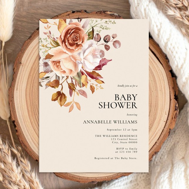 Boho Fall Blommigt Baby Shower Inbjudningar (Skapare uppladdad)