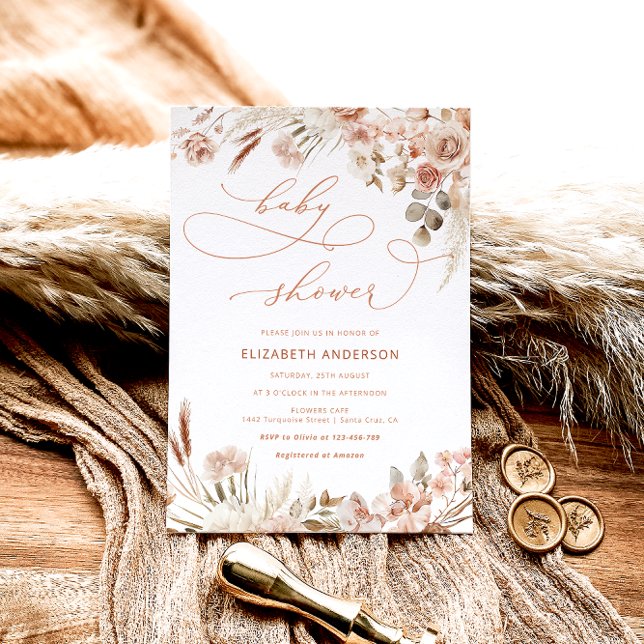 Boho Fall Blommigt Baby Shower Inbjudningar (Skapare uppladdad)
