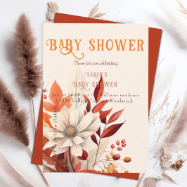 Boho fall blommigt Babydusch Inbjudningar