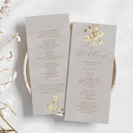 Boho Fall Blommigt Bröllop Ceremony-programmet Program