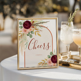 Boho Fall Blommigt Bröllop Pub Cheers Bord-tecken Poster