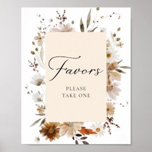 Boho Fall Blommigt Favors Party Poster
