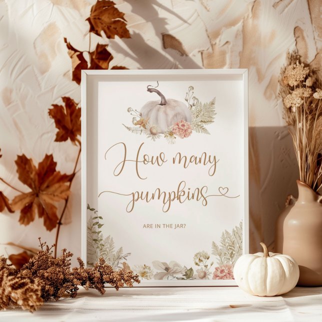 Boho fall blommigt gissa hur många pumpor som post poster (Skapare uppladdad)