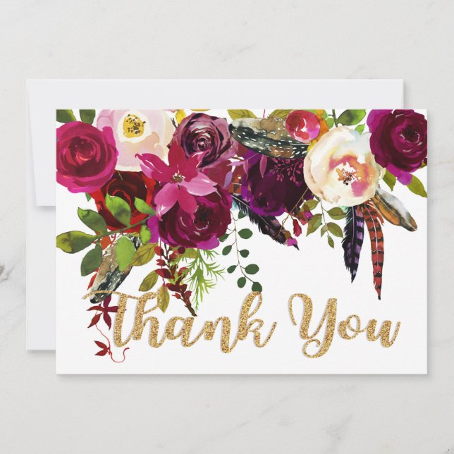 Boho Fall Blommigt Guld Modern Tack (Framsida)