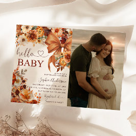 Boho Fall Blommigt Hej Baby Baby Shower Photo Inbjudningar