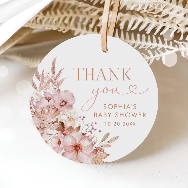 Boho Fall Blommigt Pumpkin Baby Shower Gåvor Etiketter (Skapare uppladdad)