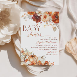 Boho Fall Blommigt Pumpkin Baby Shower Inbjudningar