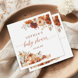 Boho Fall Blommigt Pumpkin Baby Shower Pappersservett