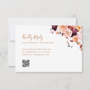 boho fall-blommigt qr-OSA kort