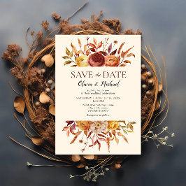 Boho Fall Blommigt Rustic Flowers Bröllop Inbjudningar