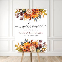 Boho Fall Blommigt Rustic Flowers Bröllop Välkomme
