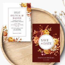 Boho Fall Blommigt Rustic Flowers Foliage Bröllop