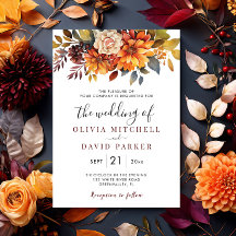 Boho Fall Blommigt Rustic Flowers Foliage Bröllop