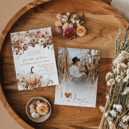 Boho Fall Blommigt Rustic Photo Möhippa Inbjudningar