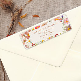 Boho Fall Blommigt Terracotta Beige Bröllop Returadress Etikett