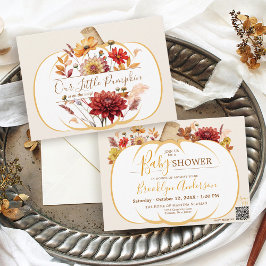 Boho Fall Blommigt White Pumpkin Baby Shower Spara Datumet