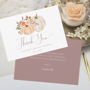 Boho Fall Blommigt White Pumpkin Möhippa Tack Kort