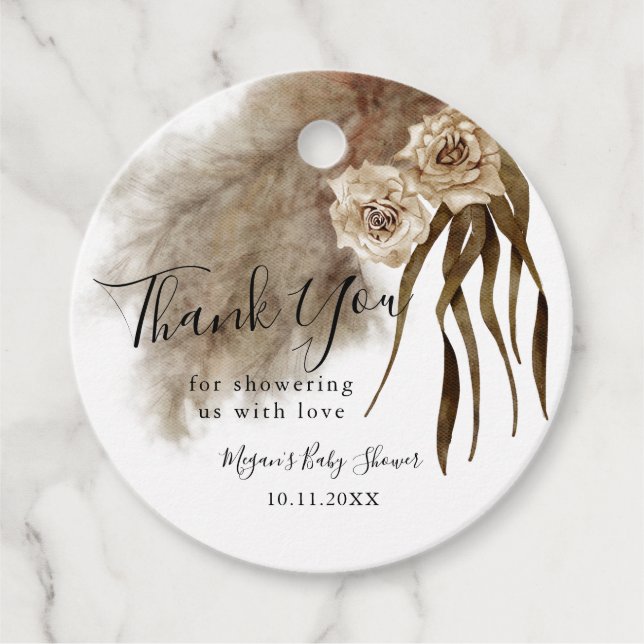 Boho Fall Botanicals Baby Shower Gåvor Etiketter (Framsida)