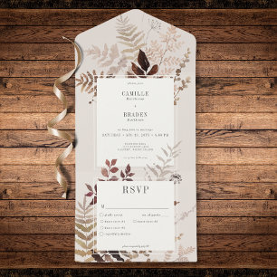 Boho Fall Brown Botanical Bröllop Middag