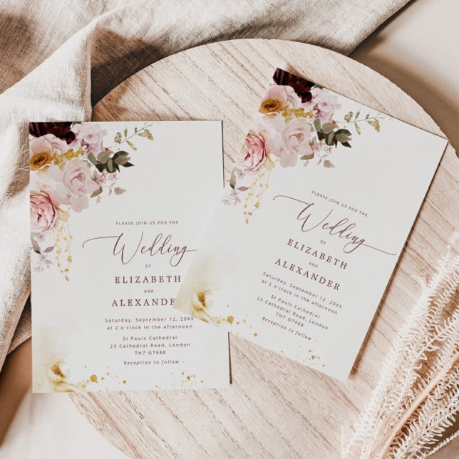 Boho fall elegant bröllop inbjudningar (Skapare uppladdad)