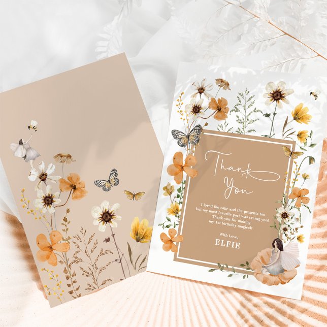 Boho Fall Fairy Wildblomma Garden Girl Birthday Tack Kort (Skapare uppladdad)
