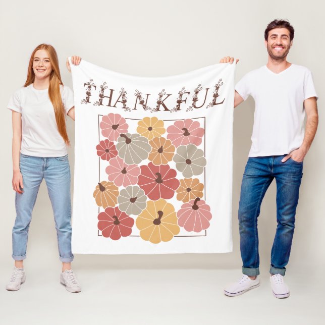 Boho Fall Farmhouse Thankful Season 2 Thanksgiving Fleecefilt (På plats)