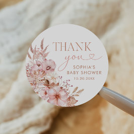 Boho Fall Floral Baby Shower  Runt Klistermärke