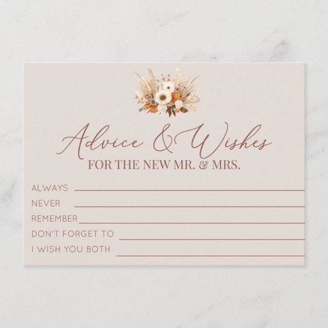 Boho Fall Flowers Advice och Önskemål Tilläggskort (Framsida)