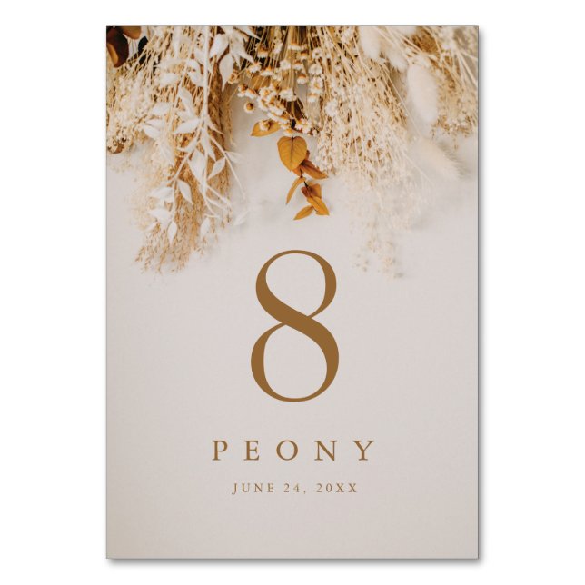 Boho Fall Flowers Bröllop Bordsnummer (Framsidan)