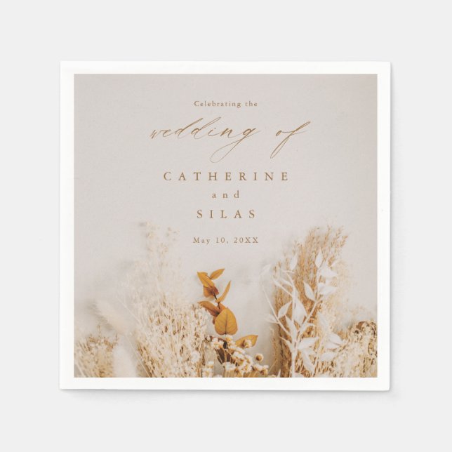 Boho Fall Flowers Bröllop Pappersservett (Framsidan)