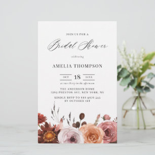 Boho Fall Flowers Inbjudningskort för möhippan